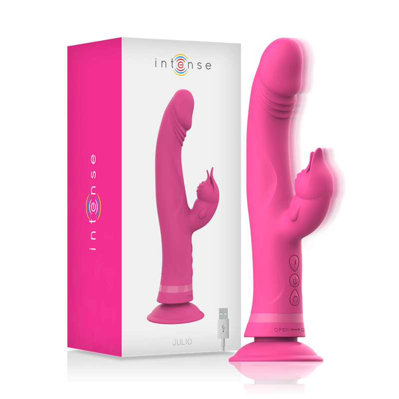 Vibrateur rabbit Julio en silicone rose — INTENSE HIGH TECH