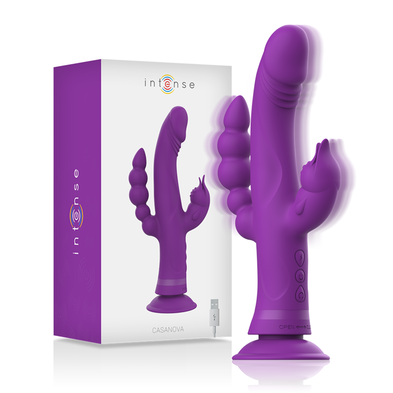 Vibrateur rabbit triple moteur Casanova en silicone violet — INTENSE HIGH TECH