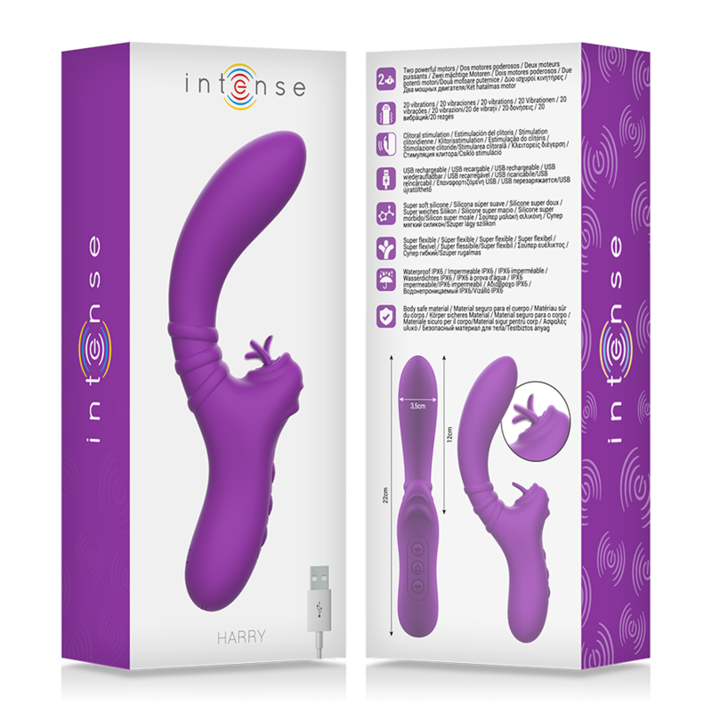 Vibrateur souple Harry avec langue — INTENSE HIGH TECH