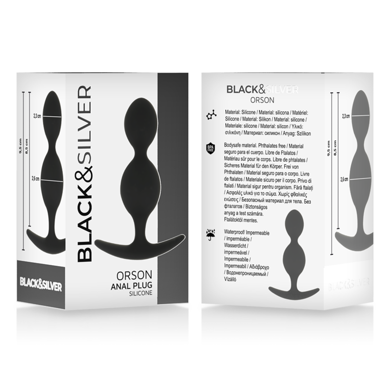 Plug anal silicone Orson à vagues — BLACK&SILVER