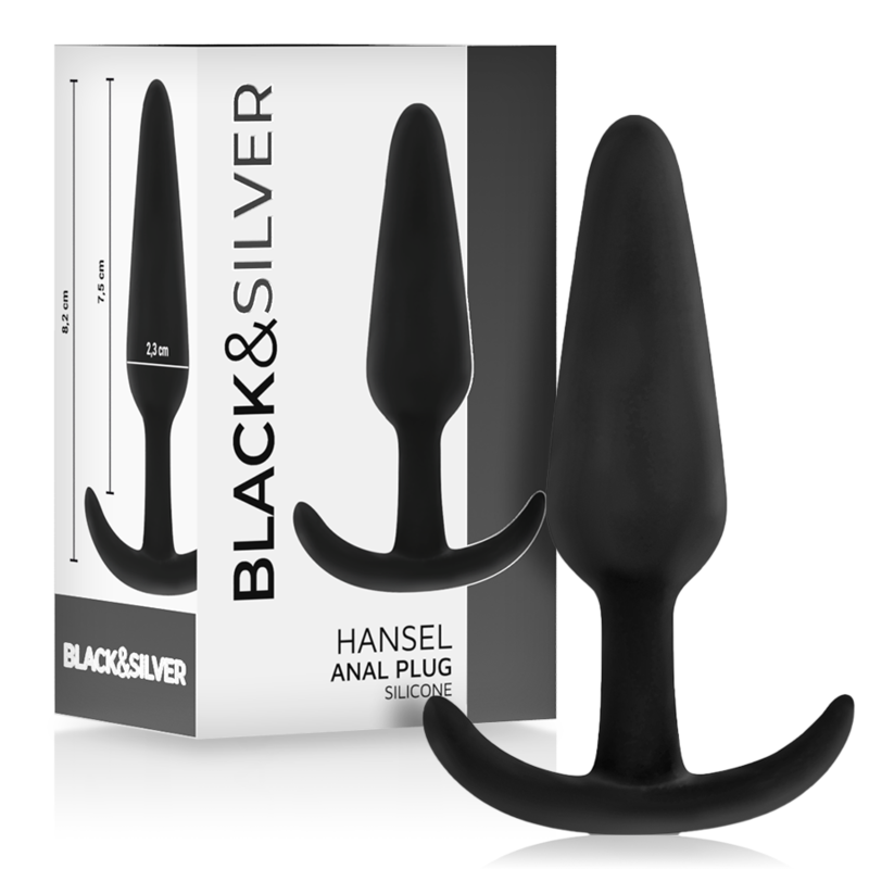 Bouchon anal en silicone hansel avec petite poignée — BLACK&SILVER