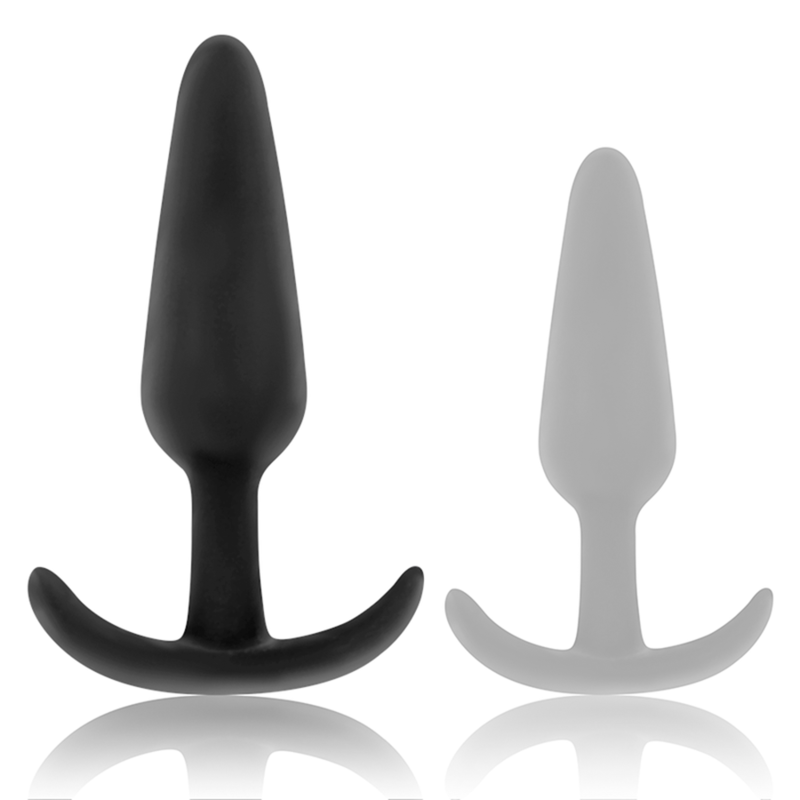 Plug anal en silicone Kael avec poignée — BLACK&SILVER