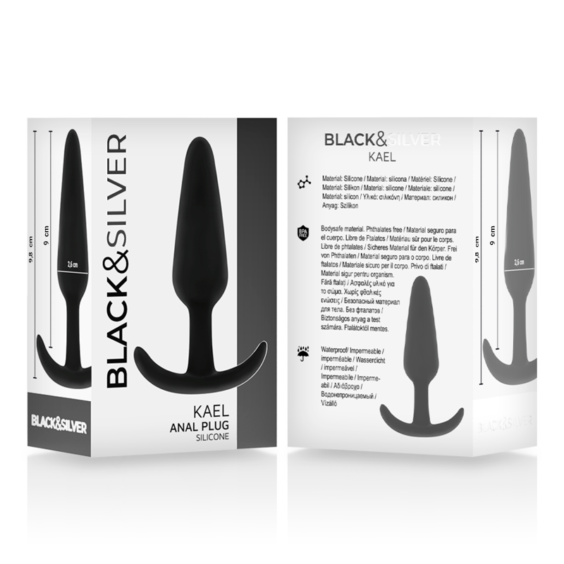 Plug anal en silicone Kael avec poignée — BLACK&SILVER