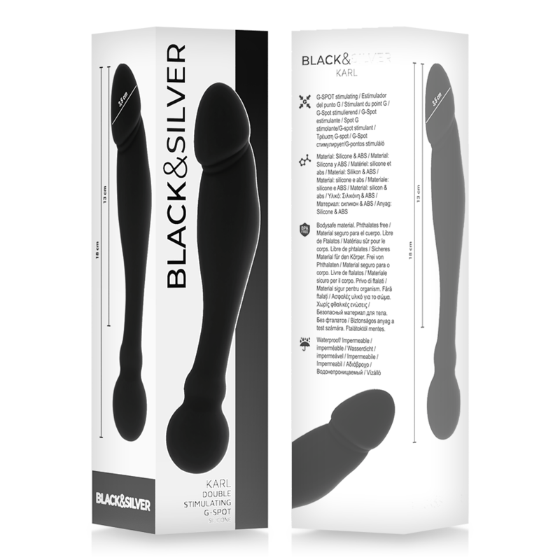 Gode stimulateur G-Point à double densité Karl 18 cm — BLACK&SILVER