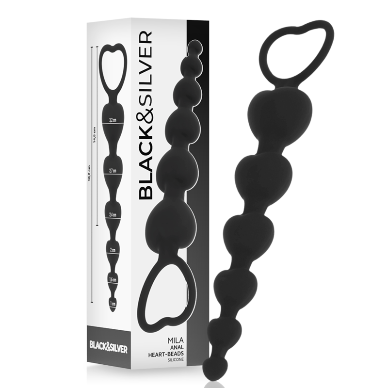 Chaîne de perles anales progressive Mila 18 cm — BLACK&SILVER