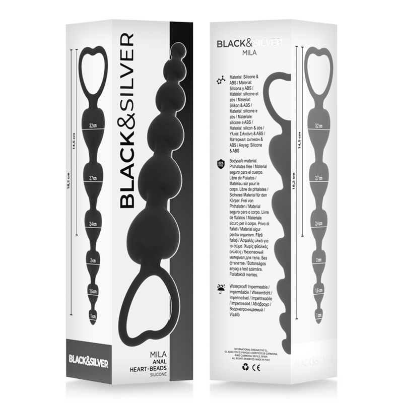 Chaîne de perles anales progressive Mila 18 cm — BLACK&SILVER