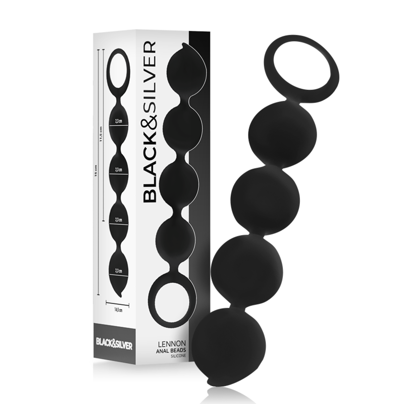 Chapelet anal Lennon 4 sphères en silicone 15 cm — BLACK&SILVER