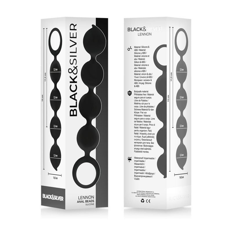 Chapelet anal Lennon 4 sphères en silicone 15 cm — BLACK&SILVER
