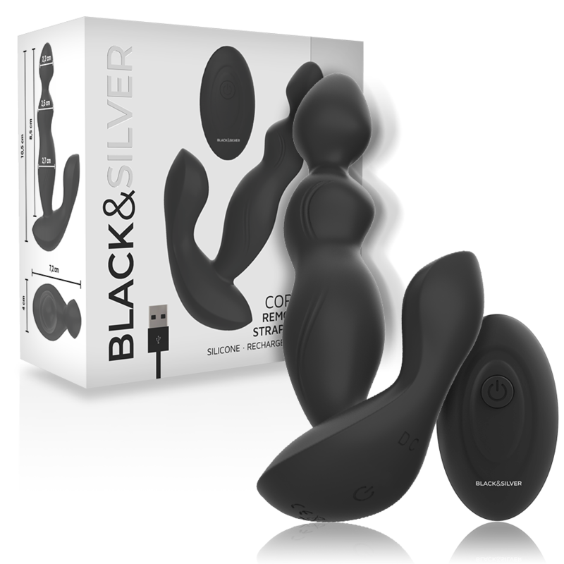 Plug anal vibrant avec télécommande en silicone — BLACK&SILVER