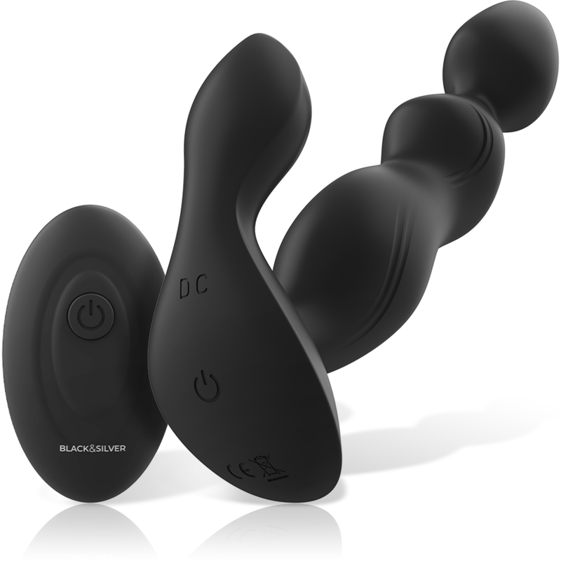 Plug anal vibrant avec télécommande en silicone — BLACK&SILVER