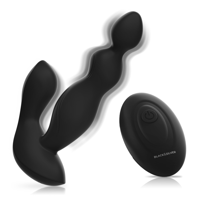Plug anal vibrant avec télécommande en silicone — BLACK&SILVER