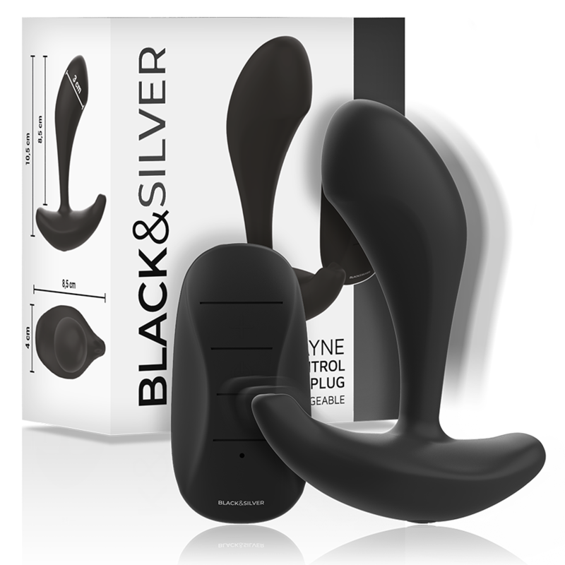 Plug anal vibrant avec télécommande en silicone — BLACK&SILVER