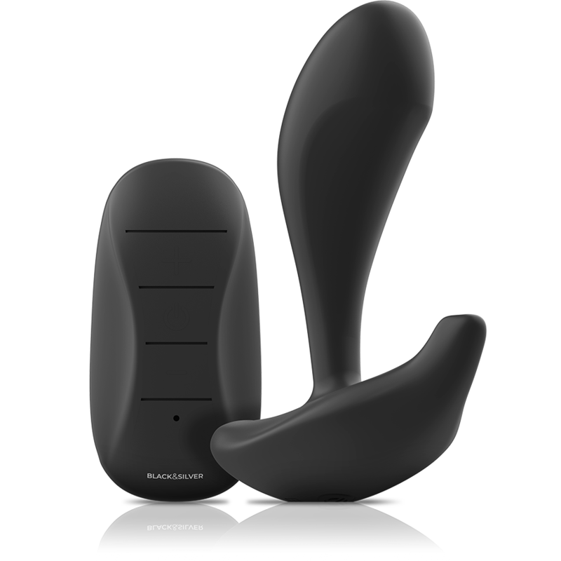 Plug anal vibrant avec télécommande en silicone — BLACK&SILVER