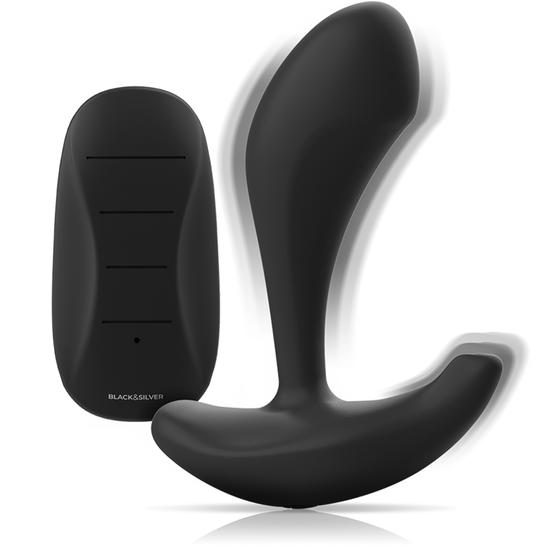 Plug anal vibrant avec télécommande en silicone — BLACK&SILVER
