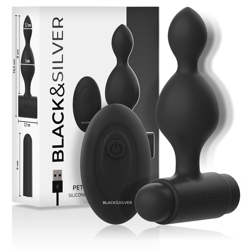 Plug anal vibrant avec télécommande — BLACK&SILVER