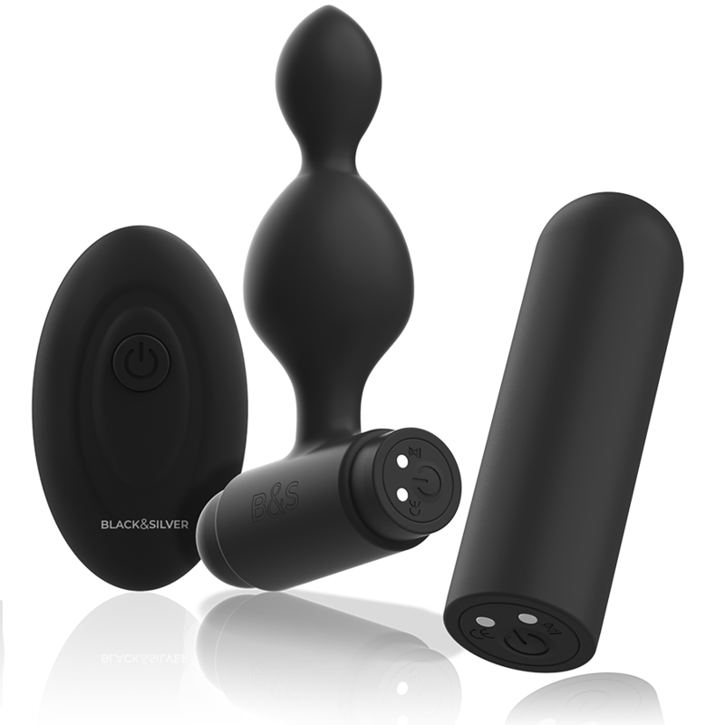 Plug anal vibrant avec télécommande — BLACK&SILVER