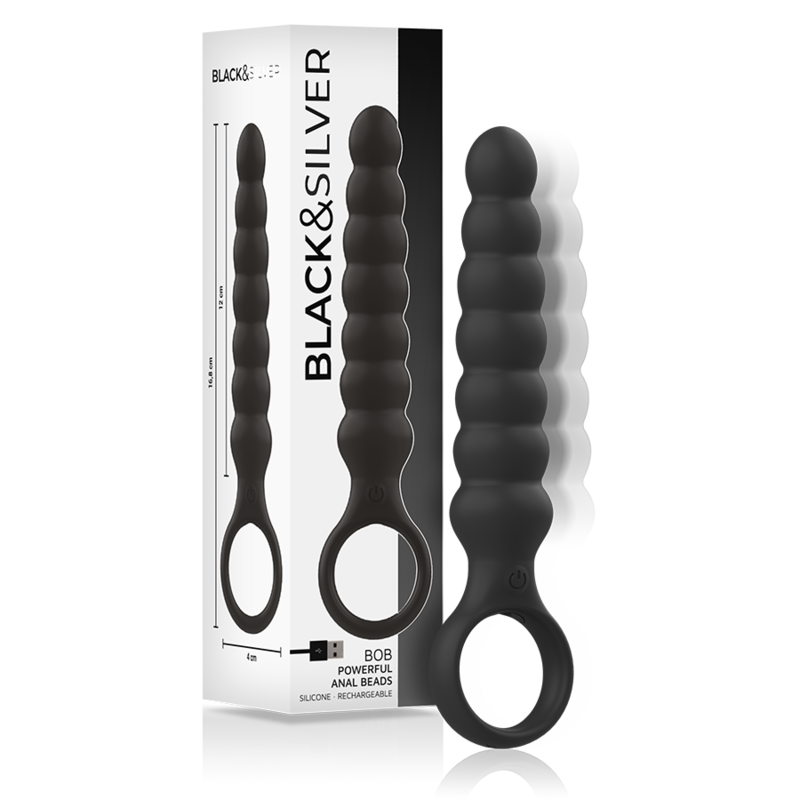 Plug anal vibrant en silicone doux — BLACK&SILVER