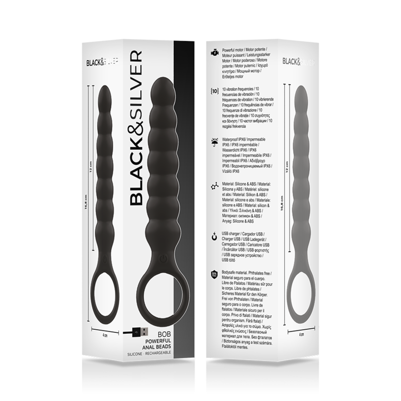 Plug anal vibrant en silicone doux — BLACK&SILVER