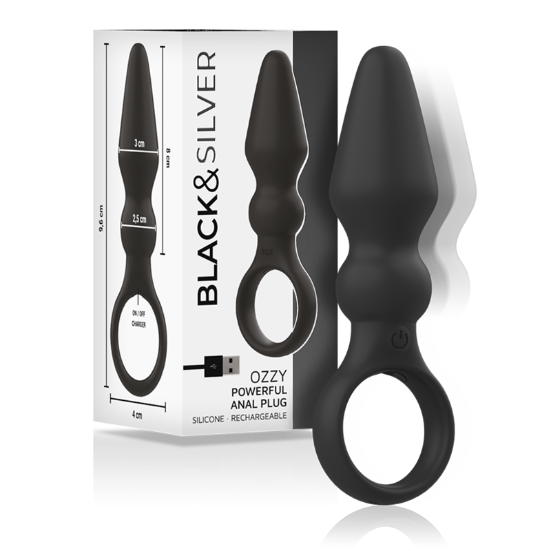 Plug anal vibrant en silicone double couche — BLACK&SILVER
