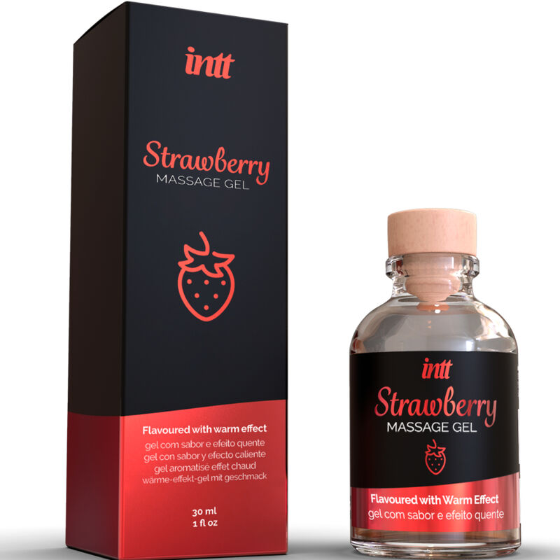 Gel de massagem com efeito calor sabor morango — INTT MASSAGE & ORAL SEX