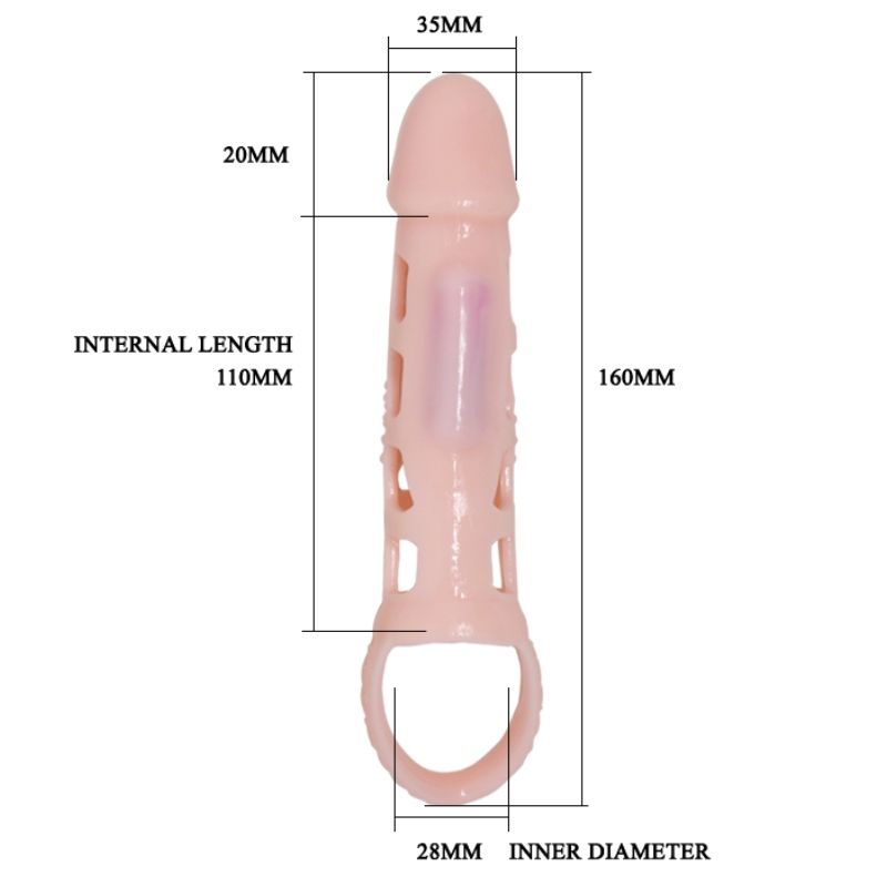 Housse d'extension de pénis réaliste vibrante avec sangle 13,5 cm — PRETTY LOVE MALE