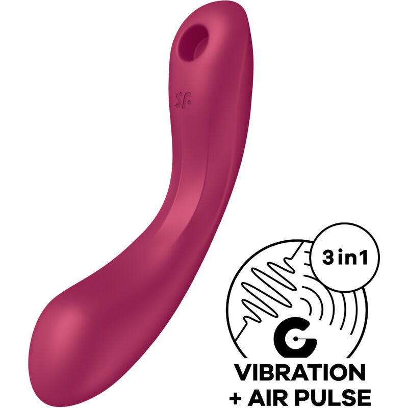 Stimulateur air pulse vibrant 3-en-1 courbe rouge — SATISFYER AIR PULSE