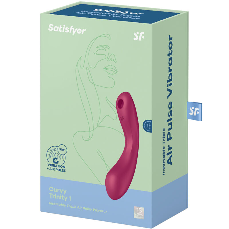 Stimulateur air pulse vibrant 3-en-1 courbe rouge — SATISFYER AIR PULSE