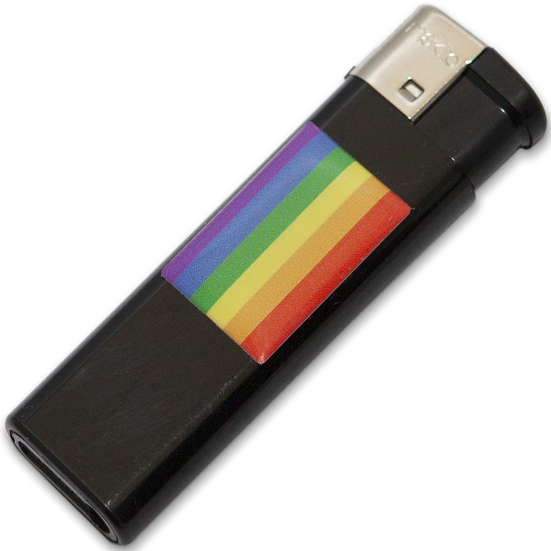 Briquet noir arborant le drapeau LGBT en résine — PRIDE