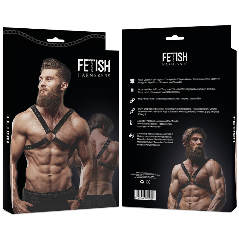 Imbracatura toracica in pelle ecologica a bretelle incrociate — FETISH SUBMISSIVE ATTITUDE