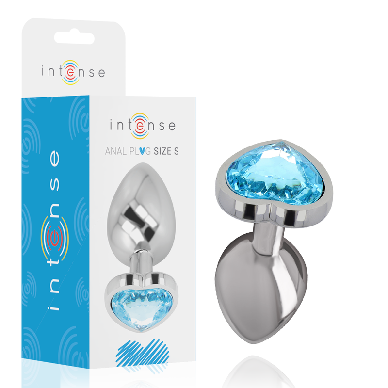 Plug anal métal orné d'un coeur bleu — INTENSE ANAL TOYS