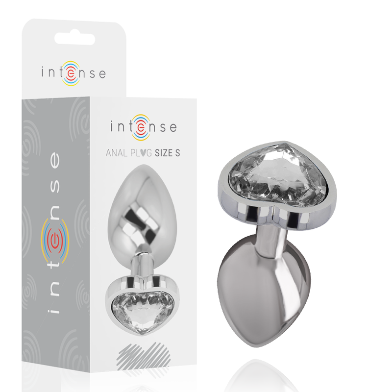 Plug anal métal cœur blanc avec bijou diamant — INTENSE ANAL TOYS