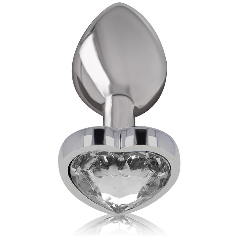 Plug anal métal cœur blanc avec bijou diamant — INTENSE ANAL TOYS