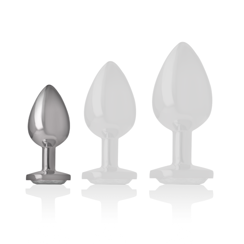 Plug anal métal cœur blanc avec bijou diamant — INTENSE ANAL TOYS