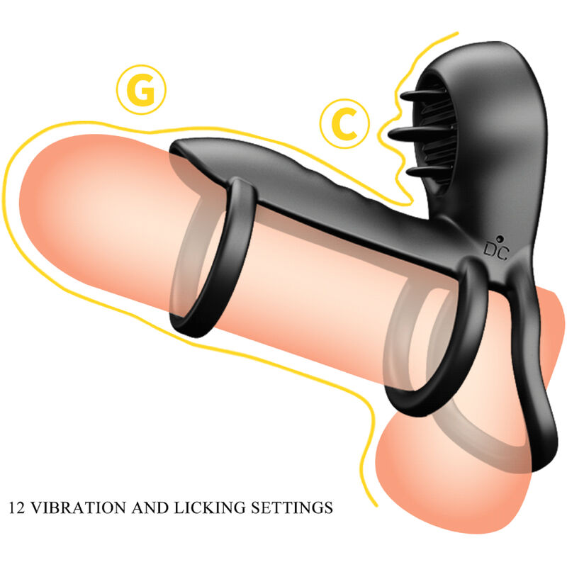 Anello penico vibrante con linguetta di stimolazione — PRETTY LOVE MALE