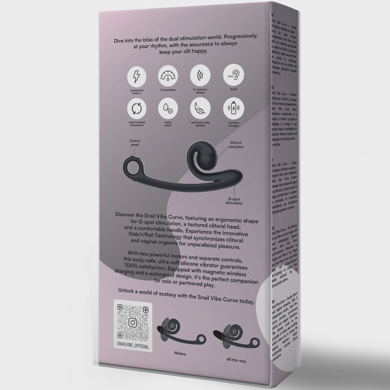 Vibromasseur courbe ergonomique à double stimulation — SNAIL VIBE