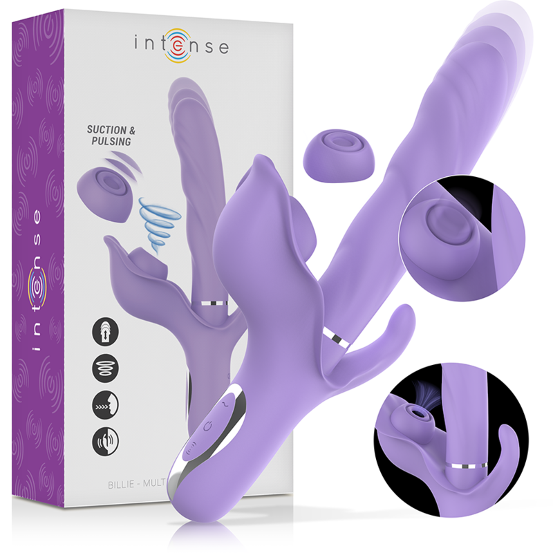 Vibromasseur à aspiration multifonction rechargeable violet — INTENSE HIGH TECH