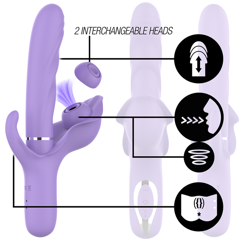 Vibrador de succión multifuncional recargable violeta — INTENSE HIGH TECH