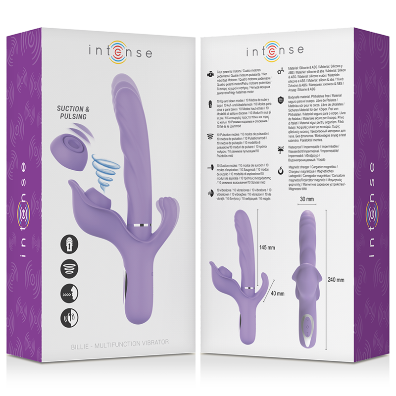 Vibrador de succión multifuncional recargable violeta — INTENSE HIGH TECH