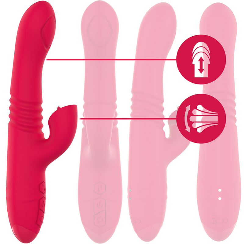 Vibrateur multifonction DUA rechargeable avec mouvement haut-bas et langue rouge — INTENSE HIGH TECH