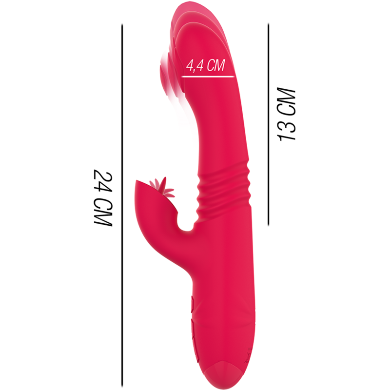 Vibrateur multifonction DUA rechargeable avec mouvement haut-bas et langue rouge — INTENSE HIGH TECH