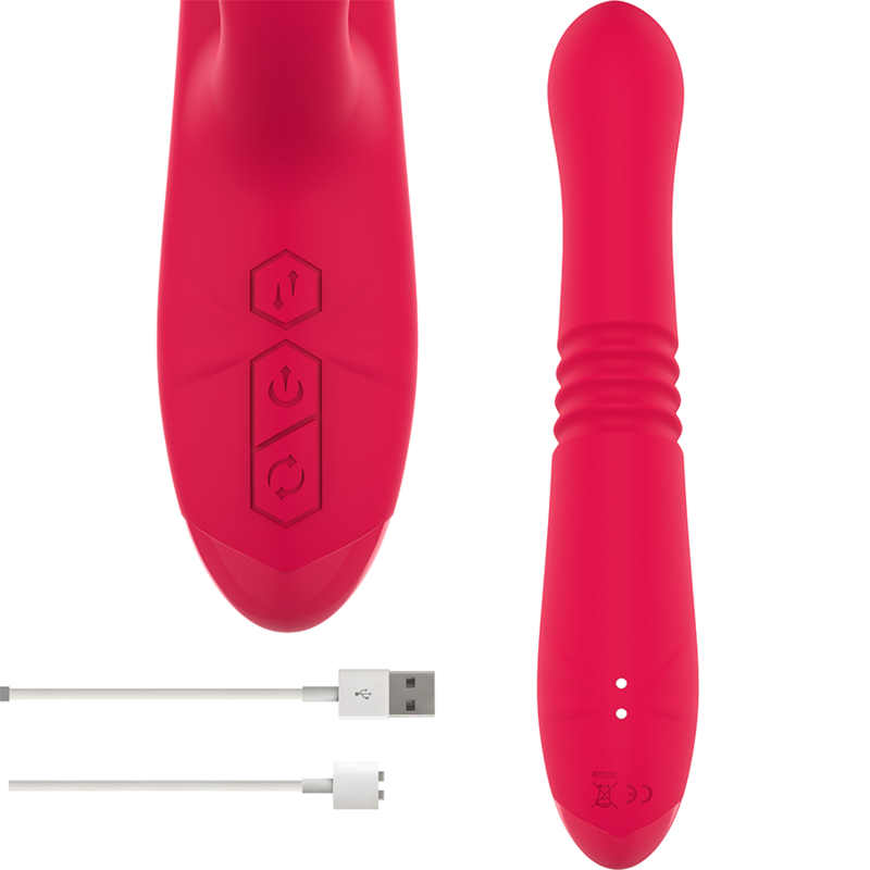Vibrateur multifonction DUA rechargeable avec mouvement haut-bas et langue rouge — INTENSE HIGH TECH