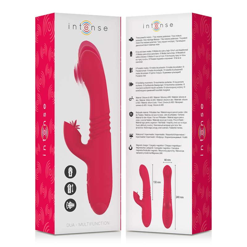 Vibrateur multifonction DUA rechargeable avec mouvement haut-bas et langue rouge — INTENSE HIGH TECH