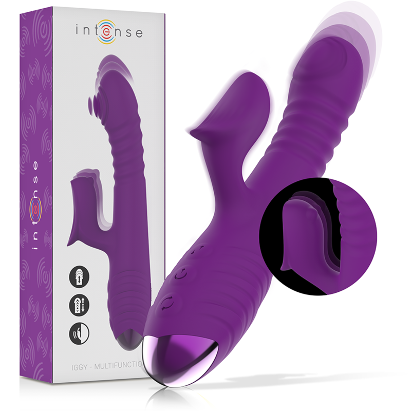 Vibrateur rechargeable up & down avec stimulateur clitoridien — INTENSE HIGH TECH