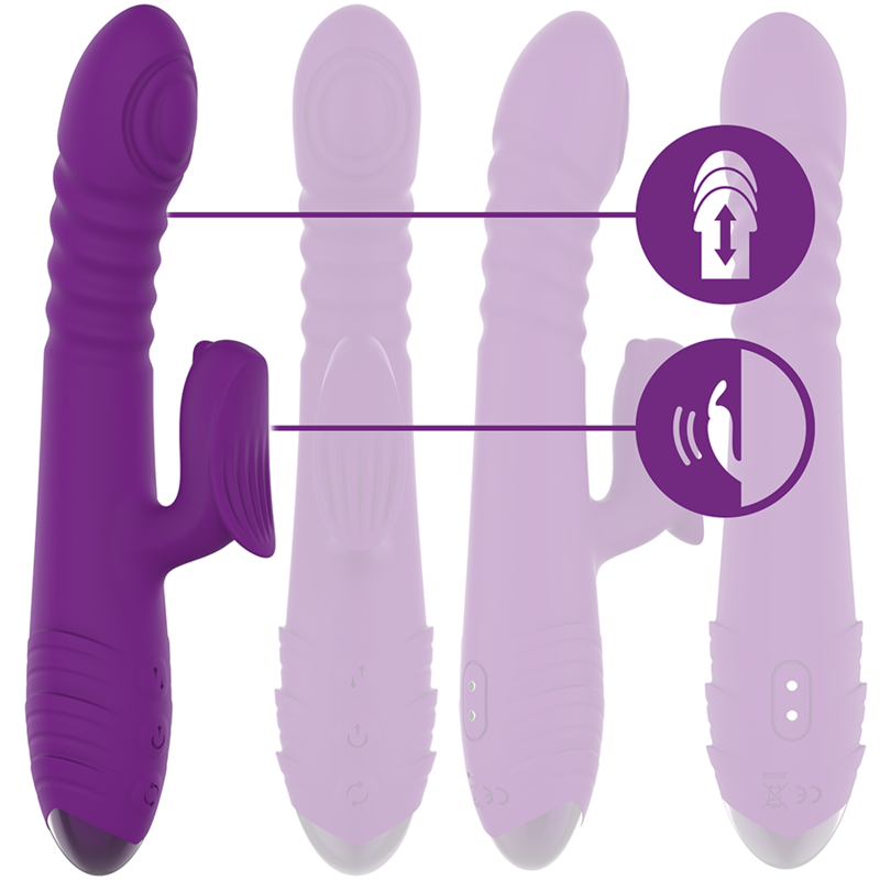 Vibrateur rechargeable up & down avec stimulateur clitoridien — INTENSE HIGH TECH