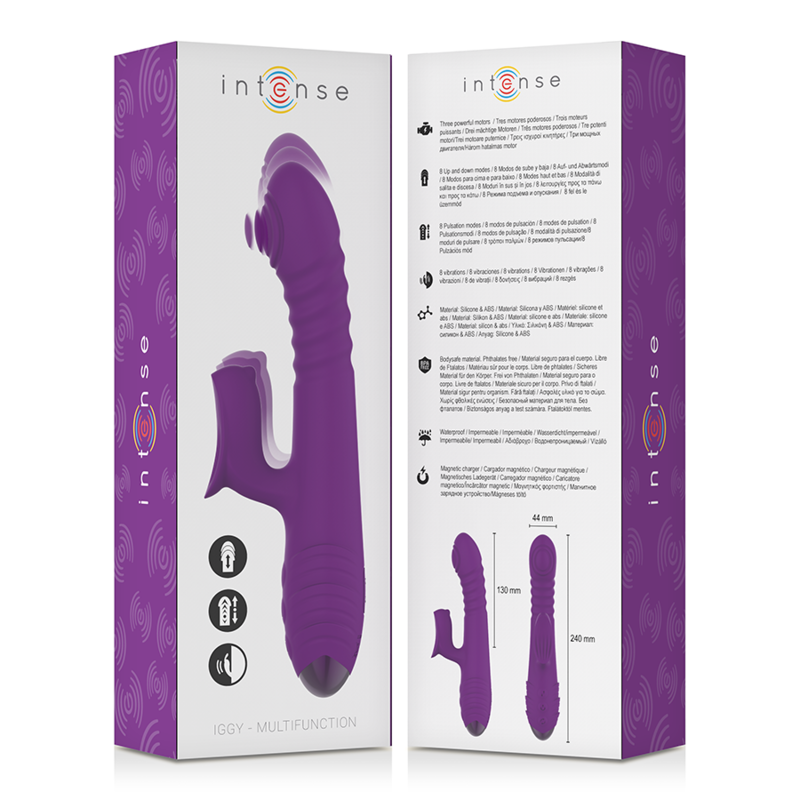 Vibrateur rechargeable up & down avec stimulateur clitoridien — INTENSE HIGH TECH
