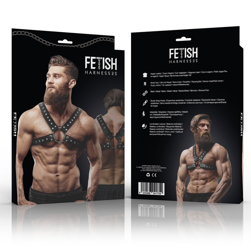 Crossed Chest Harness in Eco-Leather with Studs — FETISH SUBMISSIVE ATTITUDE