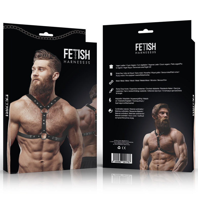 Imbracatura toracica in ecocuoio con doppio supporto e borchie — FETISH SUBMISSIVE ATTITUDE