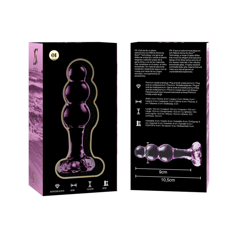 Plug anal en verre borosilicate rose 10,5 cm — NEBULA SERIES BY IBIZA