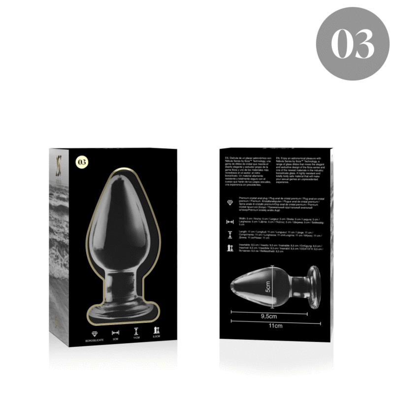 Plug anal em vidro borossilicato transparente 11 cm — NEBULA SERIES BY IBIZA