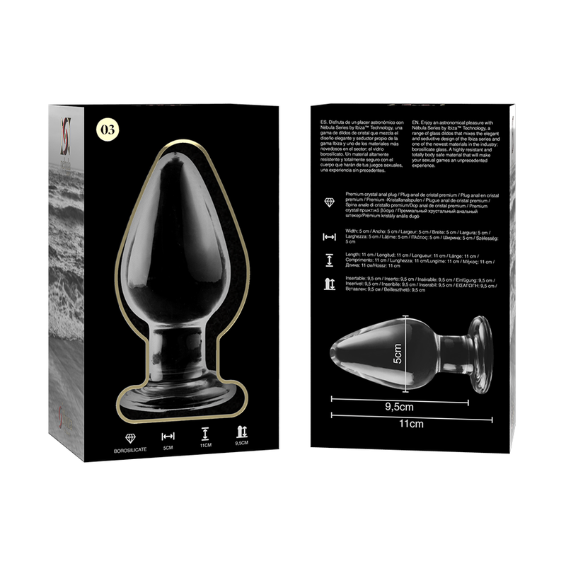 Plug anal em vidro borossilicato transparente 11 cm — NEBULA SERIES BY IBIZA